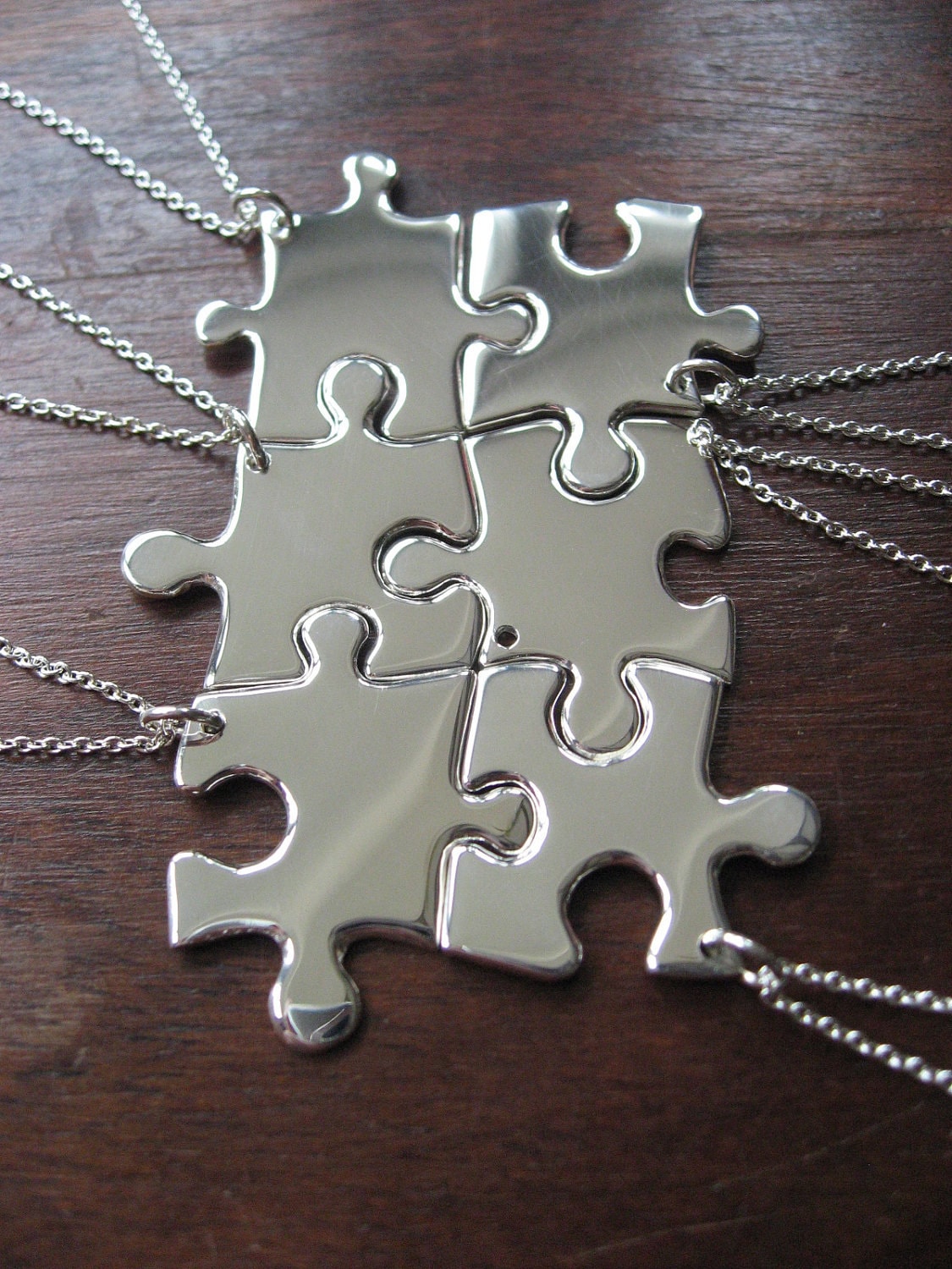 6 Puzzle Piece Pendant Necklaces Argentium Silver Etsy