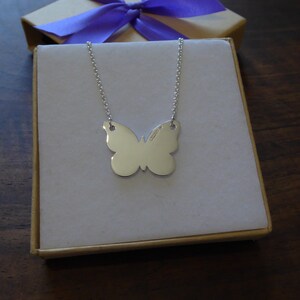 Silver Butterfly Necklace, Handmade Butterfly Pendant image 2