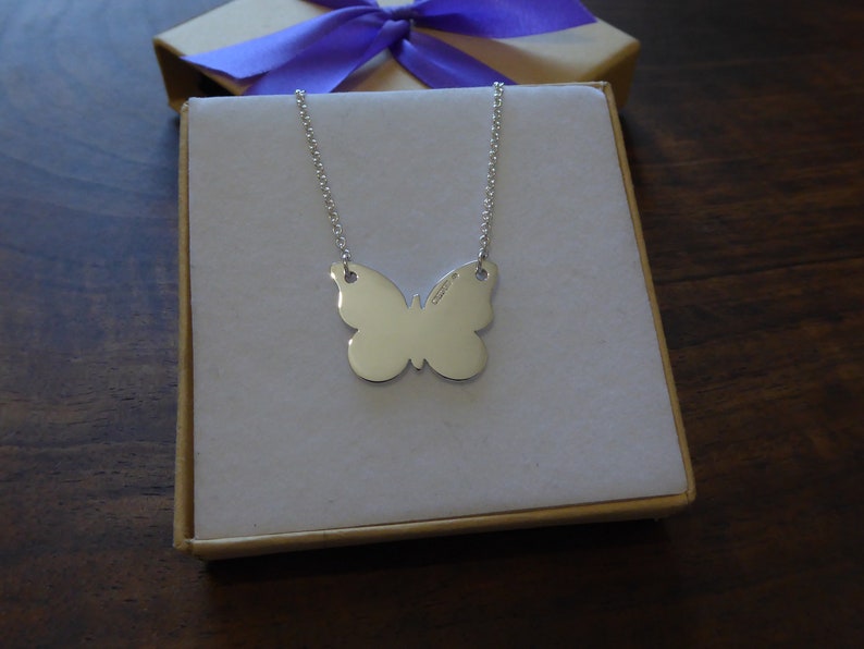 Silver Butterfly Necklace, Handmade Butterfly Pendant image 2