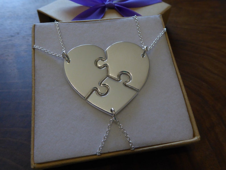 Three Puzzle Heart Necklaces, Argentium Silver image 6