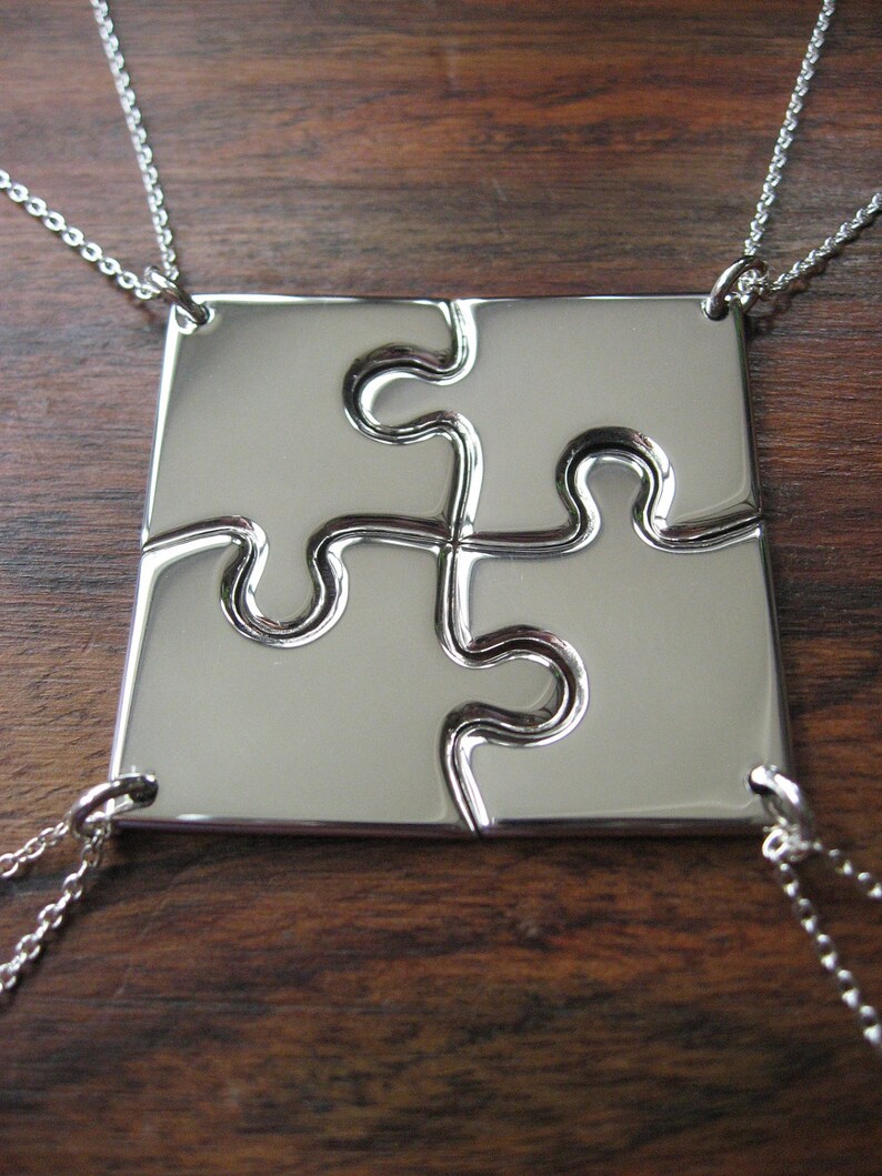 Four Corner Puzzle Silver Pendant Necklaces Etsy
