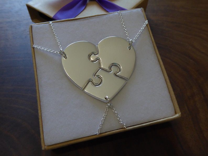 Three Puzzle Heart Necklaces, Argentium Silver image 8