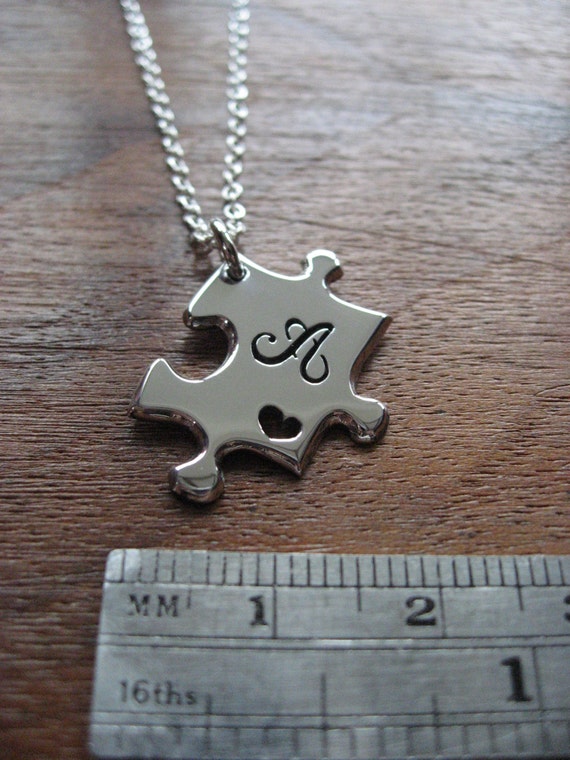 Handmade Initial Puzzle Pendant Necklace Etsy