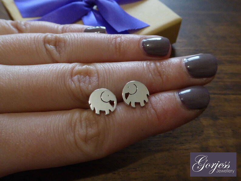 Matching Elephant Earrings Handmade Elephant Studs Silver Elephant Stud Earrings