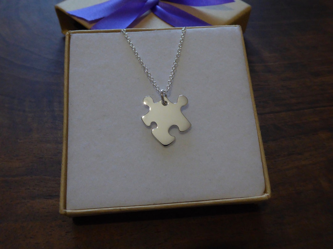 Sterling Silver Puzzle Piece Necklace: Handmade Autism Awareness ...