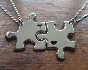Two Best Friend Puzzle Pendant Necklaces