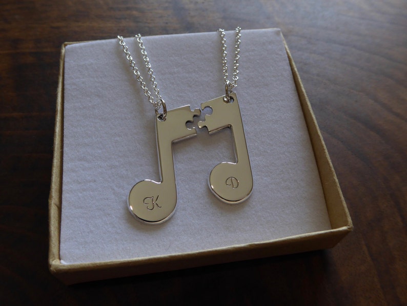 Music Note Friendship Necklace Personalised Music Necklaces Etsy