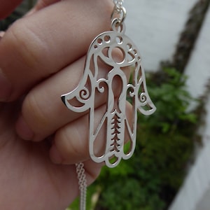 Hand of Fatima, Handmade Silver Pendant, Necklace