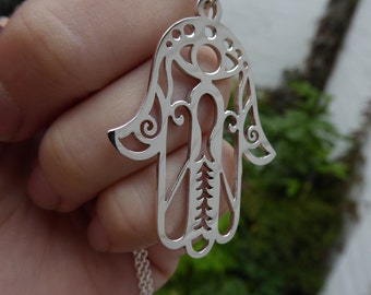 Hand of Fatima, Handmade Silver Pendant, Necklace