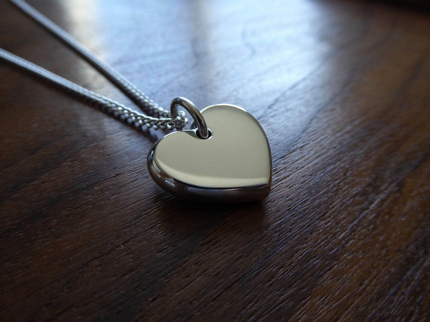 Chunky Silver Heart Pendant Necklace Handmade Etsy