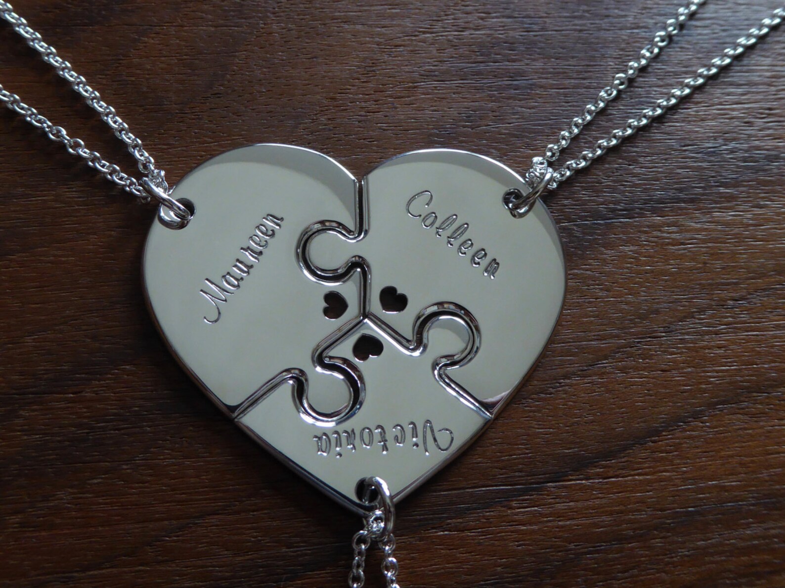 Personalised Three Piece Heart Puzzle with Hearts Cut Outs | Etsy