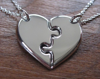 Two Best Friends Heart Pendant Necklaces