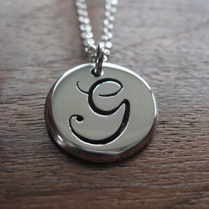 Handcut Initial Charm Silver G Pendant Handmade Letter G Necklace image 3