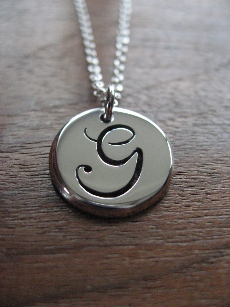 Handcut Initial Charm Silver G Pendant Handmade Letter G Necklace image 3