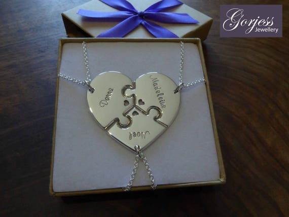 Personalised Three Piece Heart Puzzle with Hearts Cut Outs | Etsy