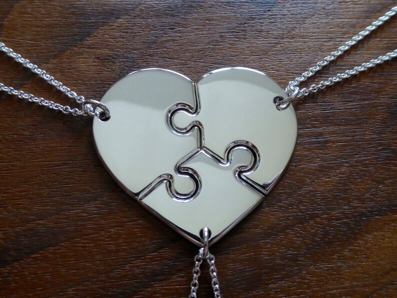 Three Puzzle Heart Necklaces, Argentium Silver image 2