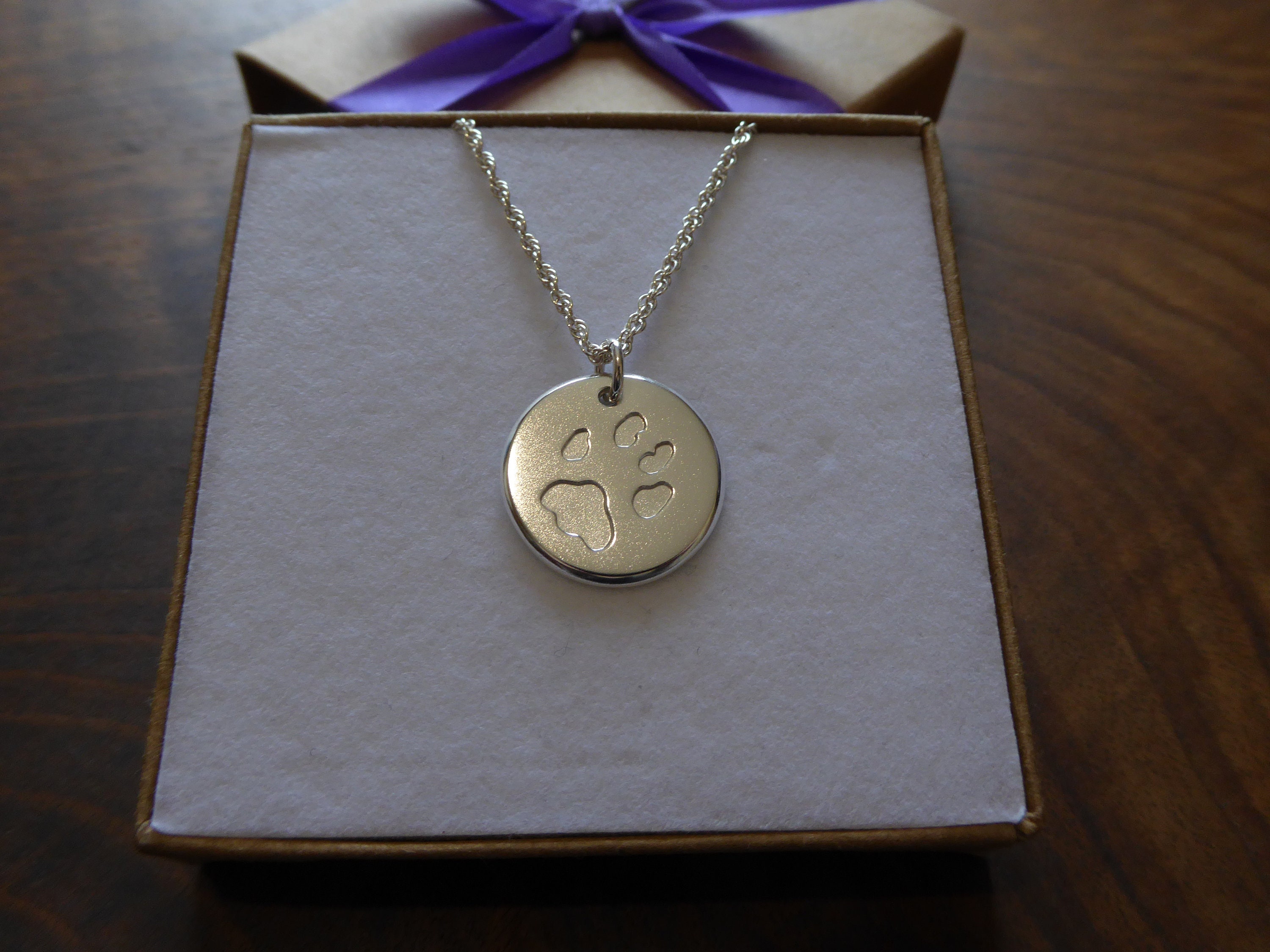 Silver Paw Print Necklace, Pet Memorial Jewelry - Etsy