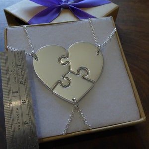 Three Puzzle Heart Necklaces, Argentium Silver image 9