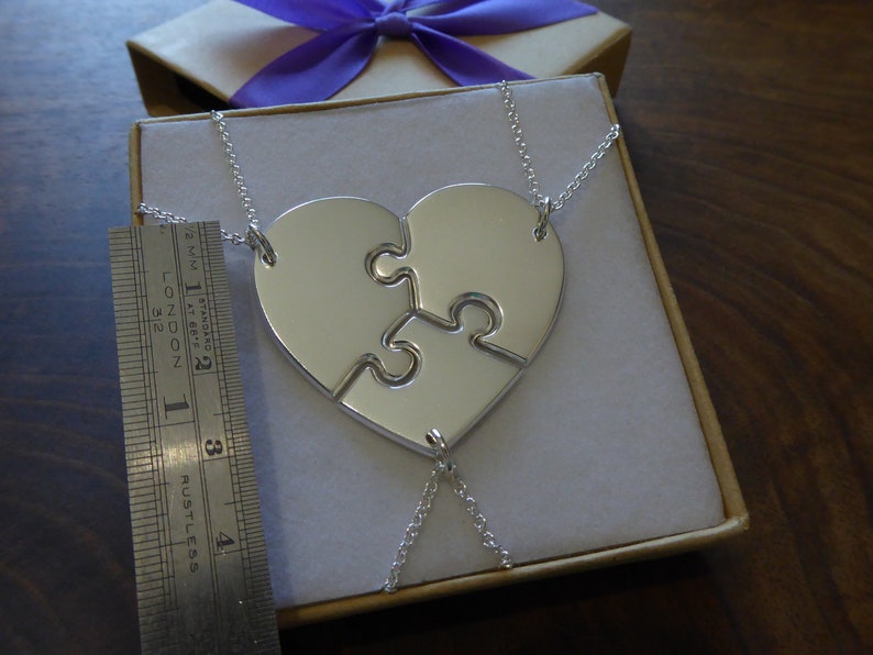 Three Puzzle Heart Necklaces, Argentium Silver image 9