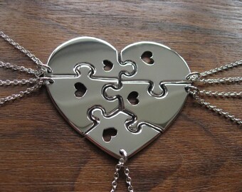 Silver Best Friend Puzzle and Heart Necklace