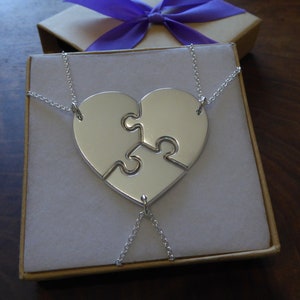 Three Puzzle Heart Necklaces, Argentium Silver image 5