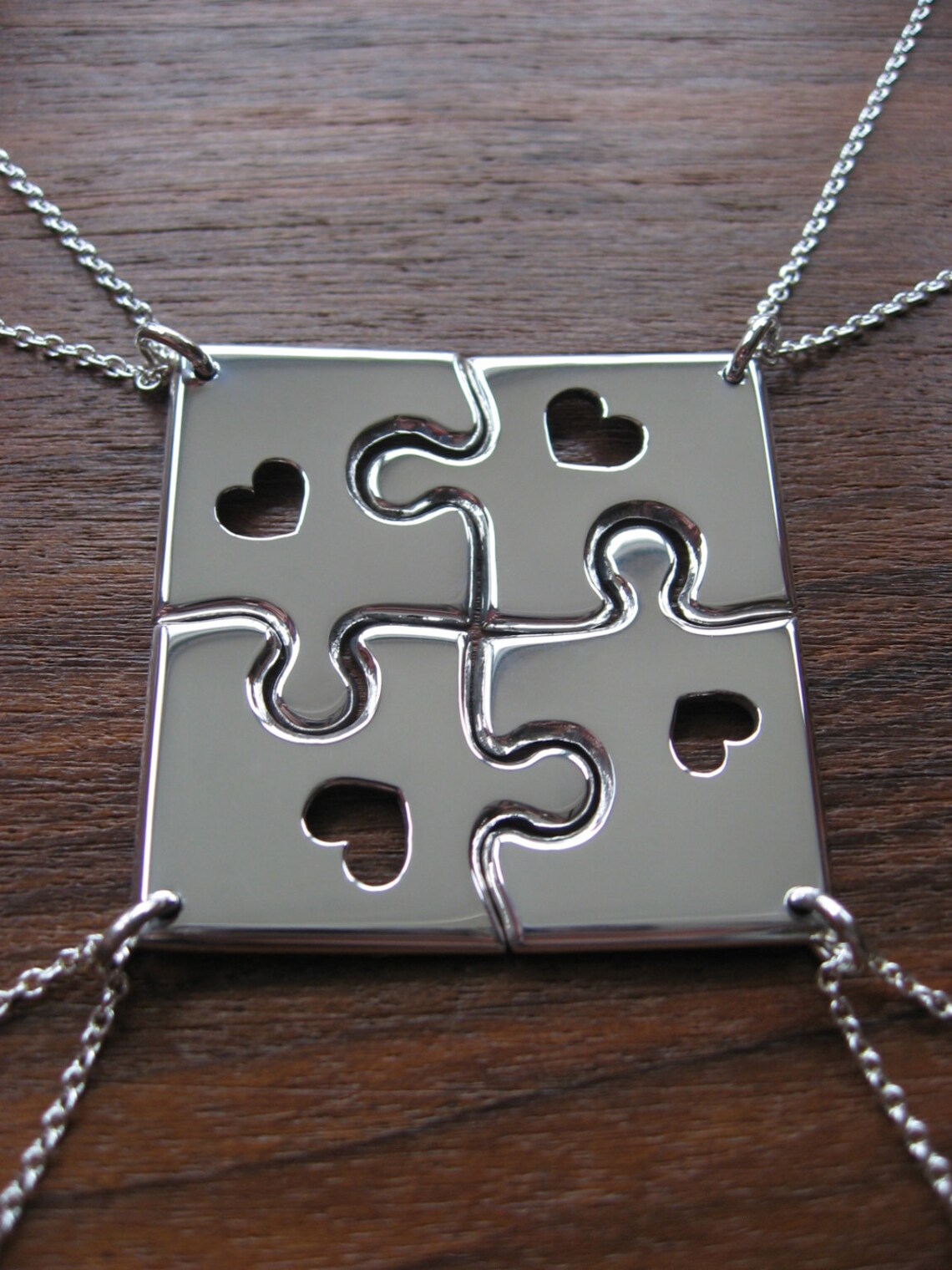 Four Handmade Puzzle Pendants Four Friendship Necklaces Etsy