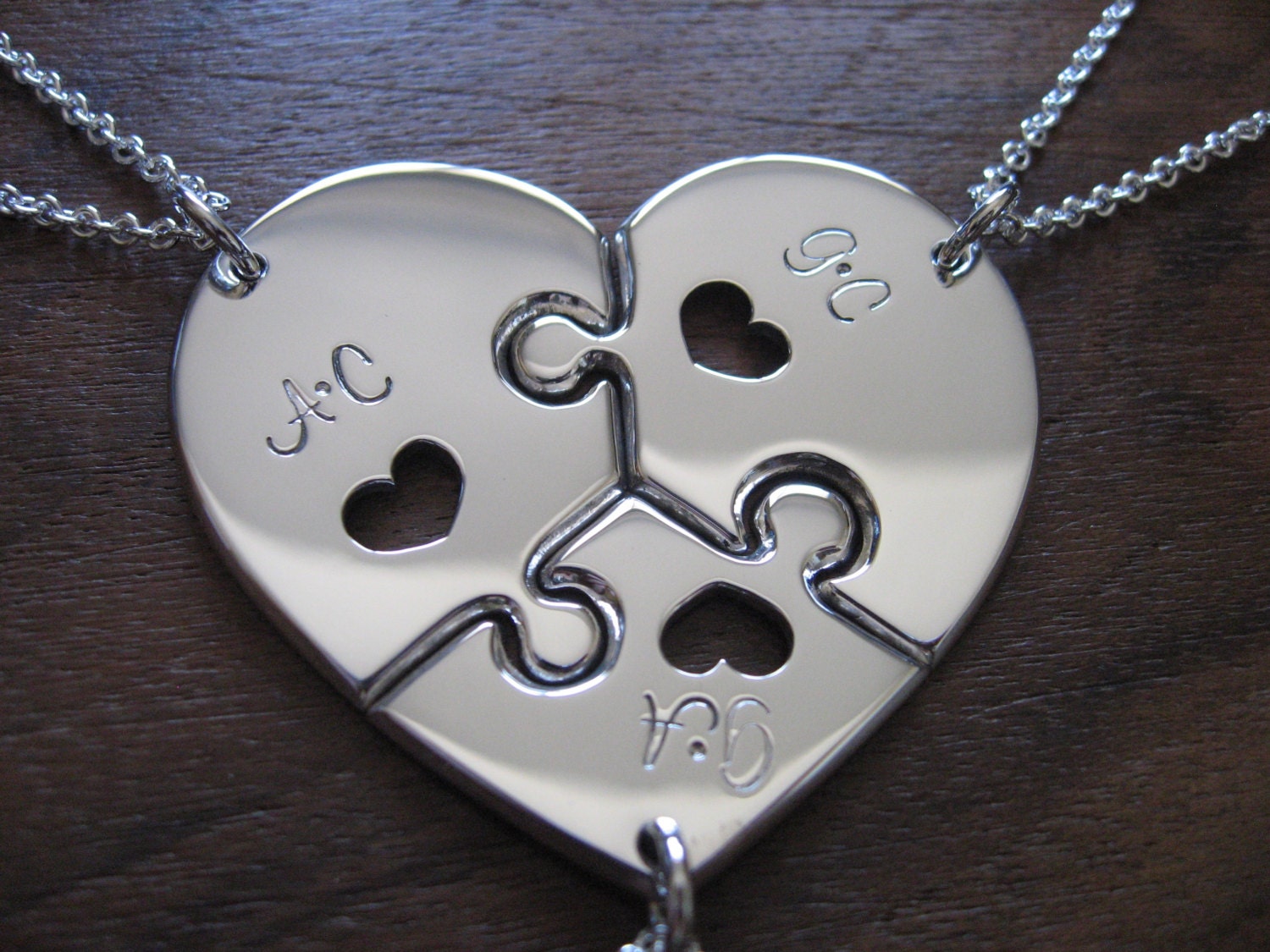 Three Piece Heart Puzzle With Hearts 
