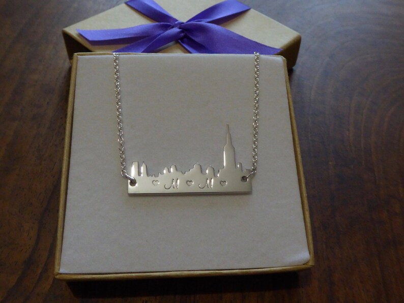 Silver New York Skyline Pendant Necklace