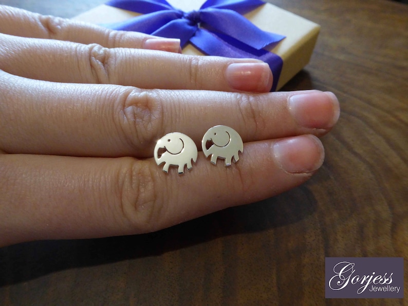 Matching Elephant Earrings Handmade Elephant Studs Silver Elephant Stud Earrings