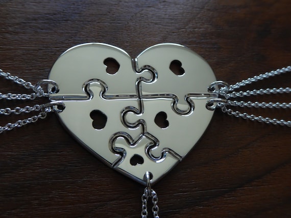 当店の記念日 Silver - Necklace Heart Piece Five Puzzle Pendants Heart アクセサリー