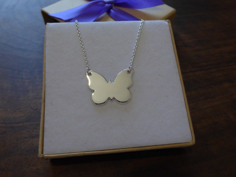 Silver Butterfly Necklace, Handmade Butterfly Pendant image 1