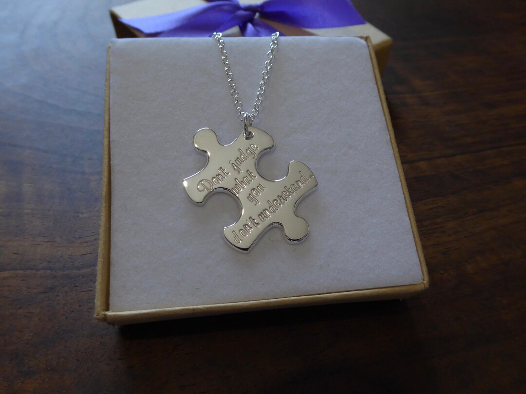 Handmade Sterling Silver Puzzle Necklace: Autism Awareness ...
