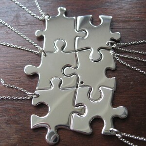 Six Person Necklaces, Six Silver Puzzle Pendants image 3