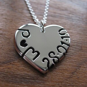 Silver Heart with Initials and Date Pendant Necklace image 1