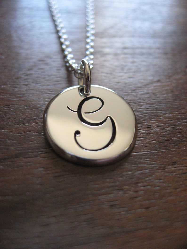 Handcut Initial Charm Silver G Pendant Handmade Letter G Necklace image 1