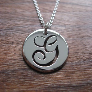 Handcut Initial Charm Silver G Pendant Handmade Letter G Necklace image 5