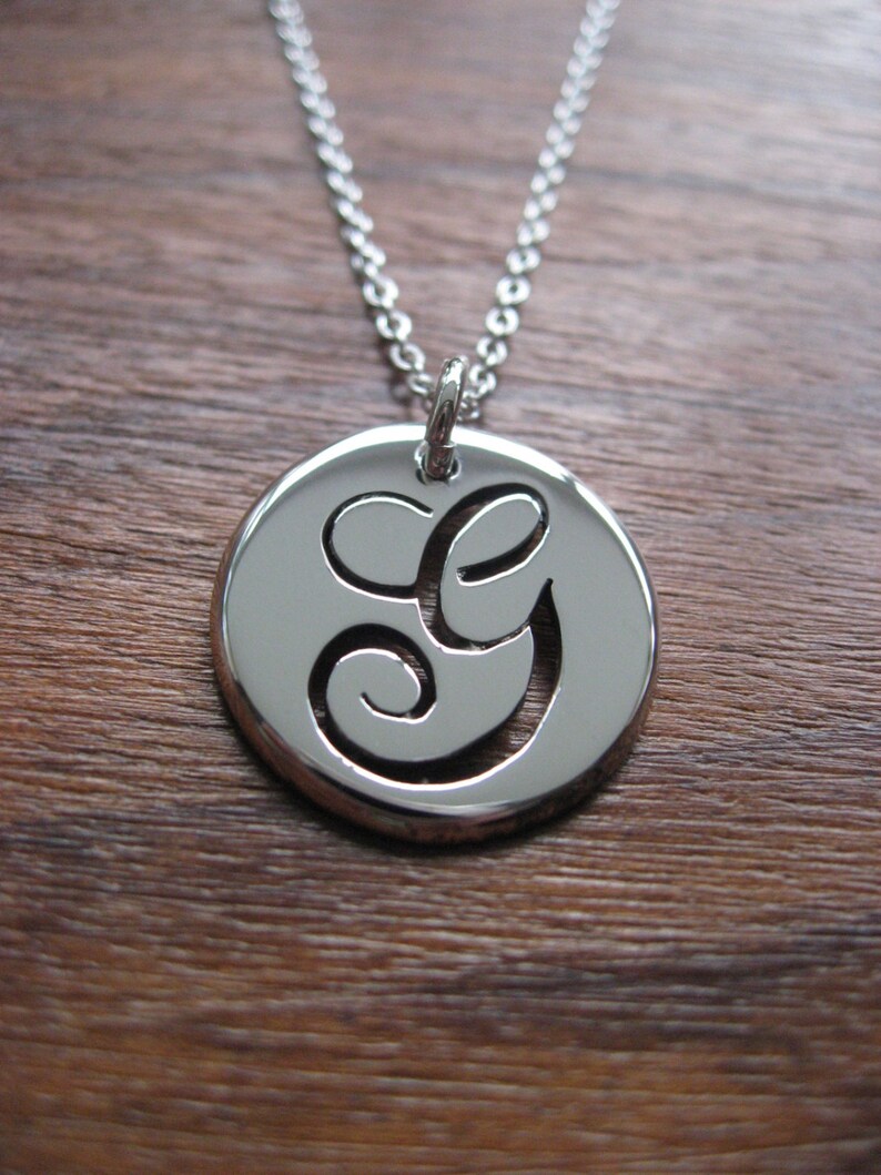 Handcut Initial Charm Silver G Pendant Handmade Letter G Necklace image 5