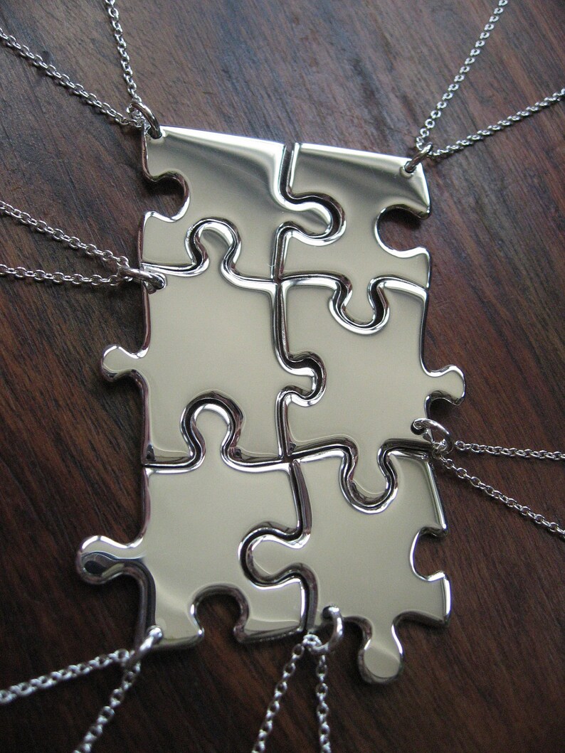 Six Silver Puzzle Piece Pendant Necklaces Etsy