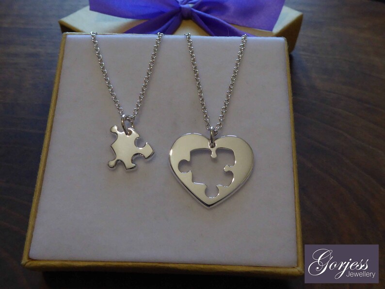 Best Friend Puzzle and Heart Necklace Pendants With Thicker Etsy