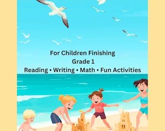 1st Grade Summer Review Packet |  Workbook for Kids Finishing Grade 1 | Math Reading Writing Printable PDF | No Prep Homeschool Activities