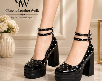 Plateau-Pumps mit Blockabsatz für Damen, elegante Riemchenschuhe, Partyschuhe mit Blockabsatz, Schuhe für Hochzeitsgäste, Schuhe für Abschlussfeiern
