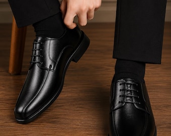 Handgemaakte Oxford-schoenen voor heren | Klassieke leren veterschoenen | Geperforeerde formele zakelijke schoenen | Trouw- en kantoorschoenen