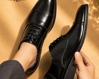 Leren herenschoenen, zakelijke Oxford-schoenen, formele kantoorschoenen, lichtgewicht veterschoenen, casual trouw- en rijschoenen