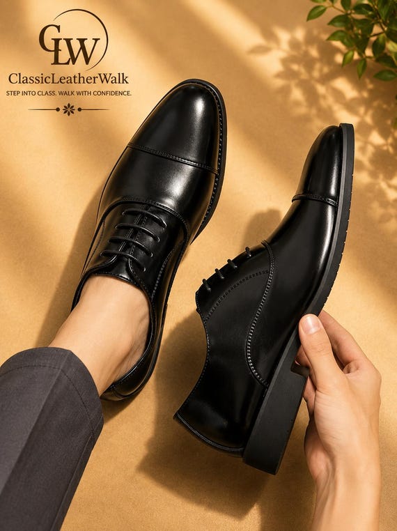 Men's Leather Dress Shoes, Business Oxford Shoes, Formal Office Shoes, Lightweight Lace Up Shoes, Casual Wedding & Driving Shoes