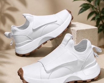 Unisex-Sneaker mit klobiger Sohle, Freizeitschuhe mit Klettverschluss, atmungsaktive Plateau-Sneaker, Streetwear-Schuhe, trendige Alltagsschuhe