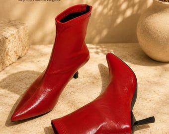 Schwarze Damen-Stiefel mit hohem Absatz, spitze Zehenpartie, schmal geschnitten, kniehoch, modische Stiefel mit weinglasförmigem Absatz, elegante Partystiefel, Geschenkidee für Sie