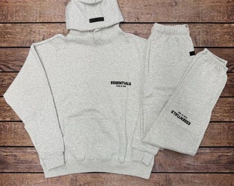 Essentials Oversized Set | Light Oatmeal Hoodie & Sweatpants Matching Streetwear Outfit Loungewear