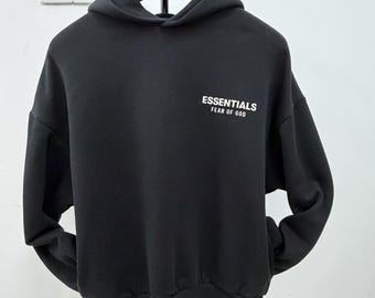 Essentials Fleece Hoodie FW24 Black | Unisex Streetwear Sweatshirt Breathable Lightweight for Everyday Wear