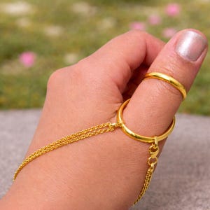 Gold-Daumen-MSP-Schienenring mit Kette, Arthritis-Hyperdehnungsring, EDS-Gelenkschmuck, einstellbarer Daumenstabilisator, Handkettenring