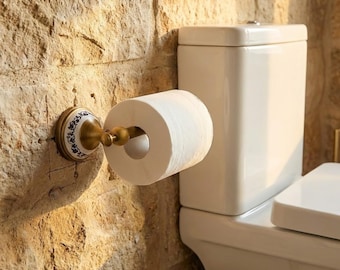 Antique Brass Porcelain Toilet Paper Holder – Wall Mounted European Bathroom Accessory
